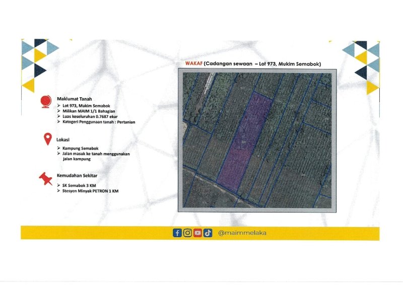 LOT 973, MUKIM SEMABOK, DAERAH MELAKA TENGAH, MELAKA  , MELAKA 75050